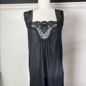 Elegant Black Lace Nightgown Vintage Slip Maxi Length